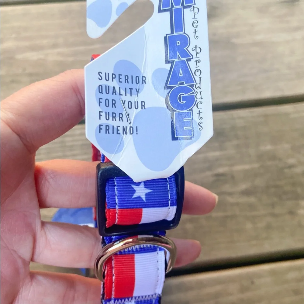 NWT Patriotic Texas Dog Collar and Bone Toy. USA dog toy and dog collar